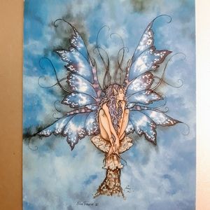Vintage Amy Brown post card Blue fairy